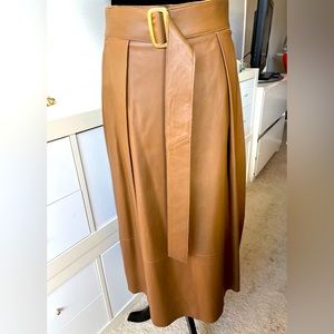 NEW $1250 Vince Belted Leather Skirt, 100% Lamb  Leather, Size 2
